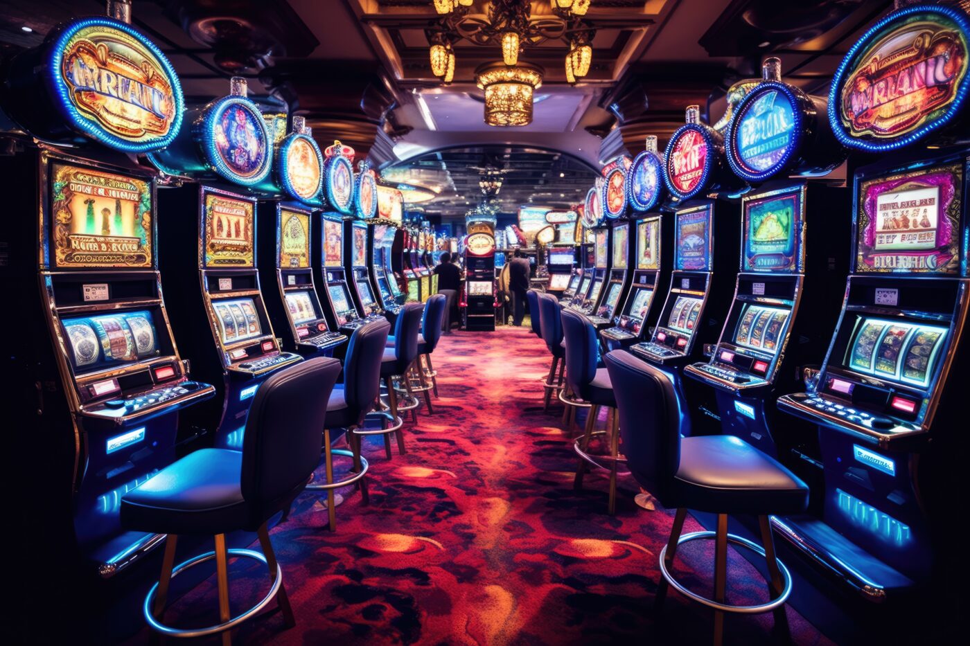 Many slot machines inside a casino