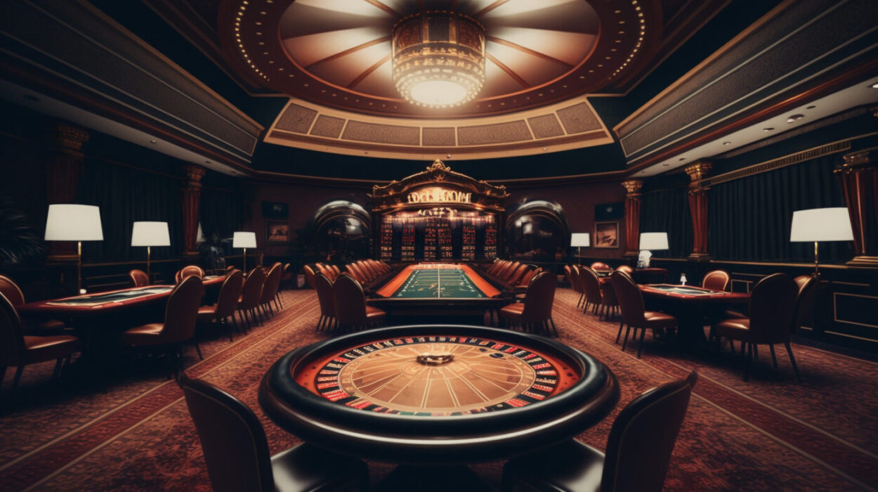 Inside of a casino roulette tables card tables dark hd wallpaper