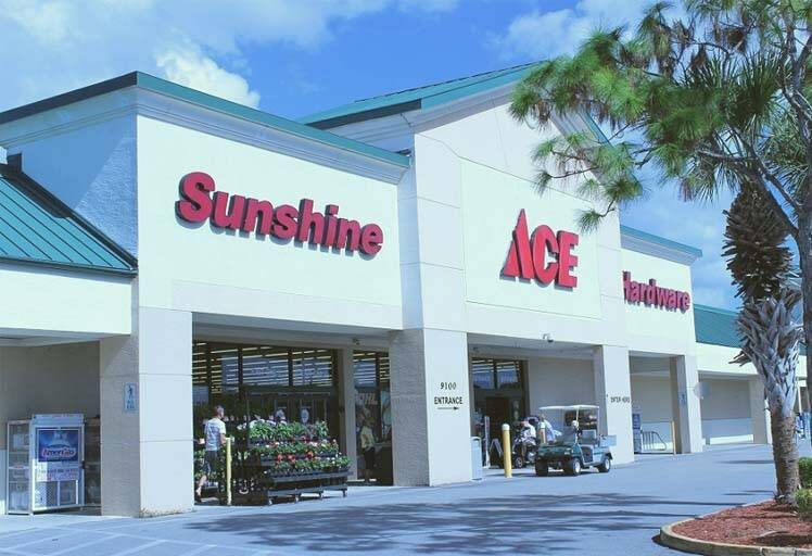 a photo taken of the outdoor storefront of a hardware store