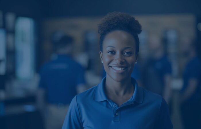 retail storw employee smiling