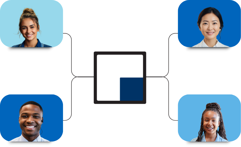 How Theatro Works...4 employees in 4 windows, being connected by Theatro